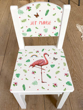 Load image into Gallery viewer, kinderstoel stoeltje flamingo gepersonaliseerd Mies to Go kraamcadeau kraamkado baby uitzet babykamer kindercadeau cadeau kind verjaardag
