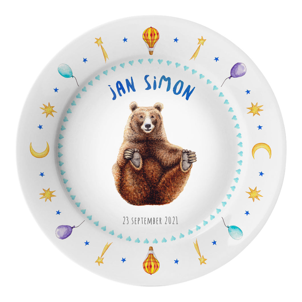 Children's plate bear with name