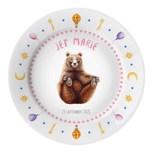 Children's plate bear with name