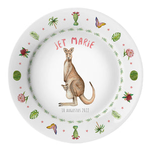 Children's dinner plate alpaca with name