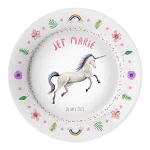Children's plate unicorn with name