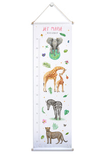 Personalised growth chart jungle animals with name