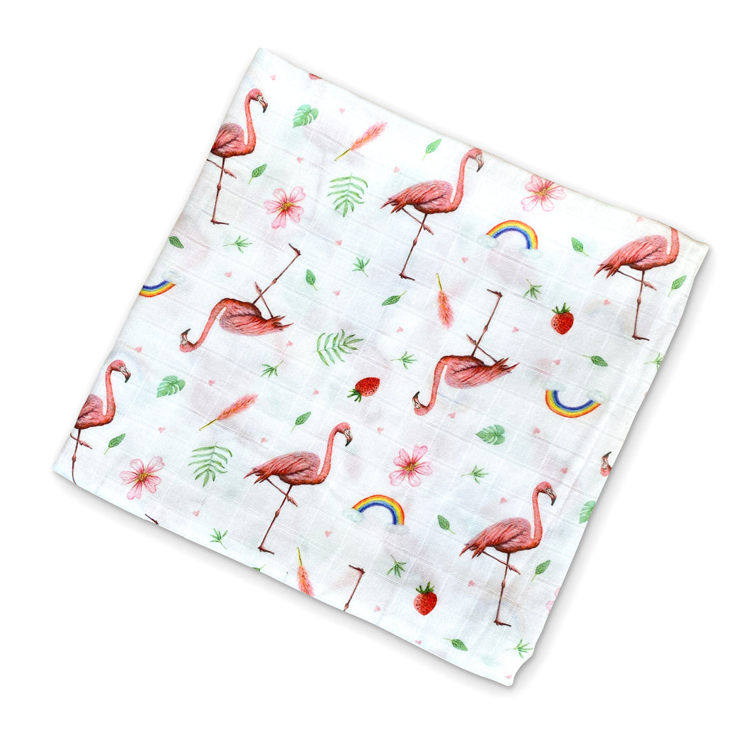 Hydrofiele doek XL met flamingo print voor baby