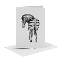 Load image into Gallery viewer, blanco wenskaart met zebra
