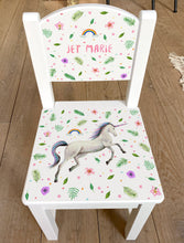 Load image into Gallery viewer, Childrens chair unicorn with name
