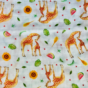 2 medium baby muslin swaddle blankets giraffe - 60 cm