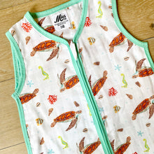 Load image into Gallery viewer, Super soft summer baby sleeping bag of bamboo textile with a sea turtle print size 110
