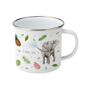 Enamel mug camel tiger and elephant custom with name