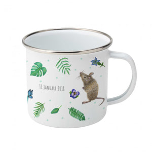 Enamel mug cat and mice custom with name