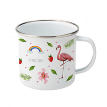 Load image into Gallery viewer, Enamel mug baby leopard flamingo parrot custom with name
