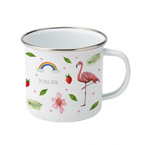 Enamel mug baby leopard flamingo parrot custom with name