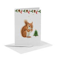Load image into Gallery viewer, kerstkaarten Mies to Go kerstgroet kerst kerstmis eekhoorn  handgeschilderd aquarel
