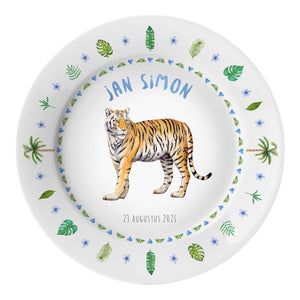 Children's plate tiger with name