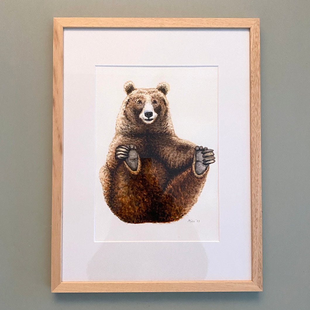 Original watercolour brown bear