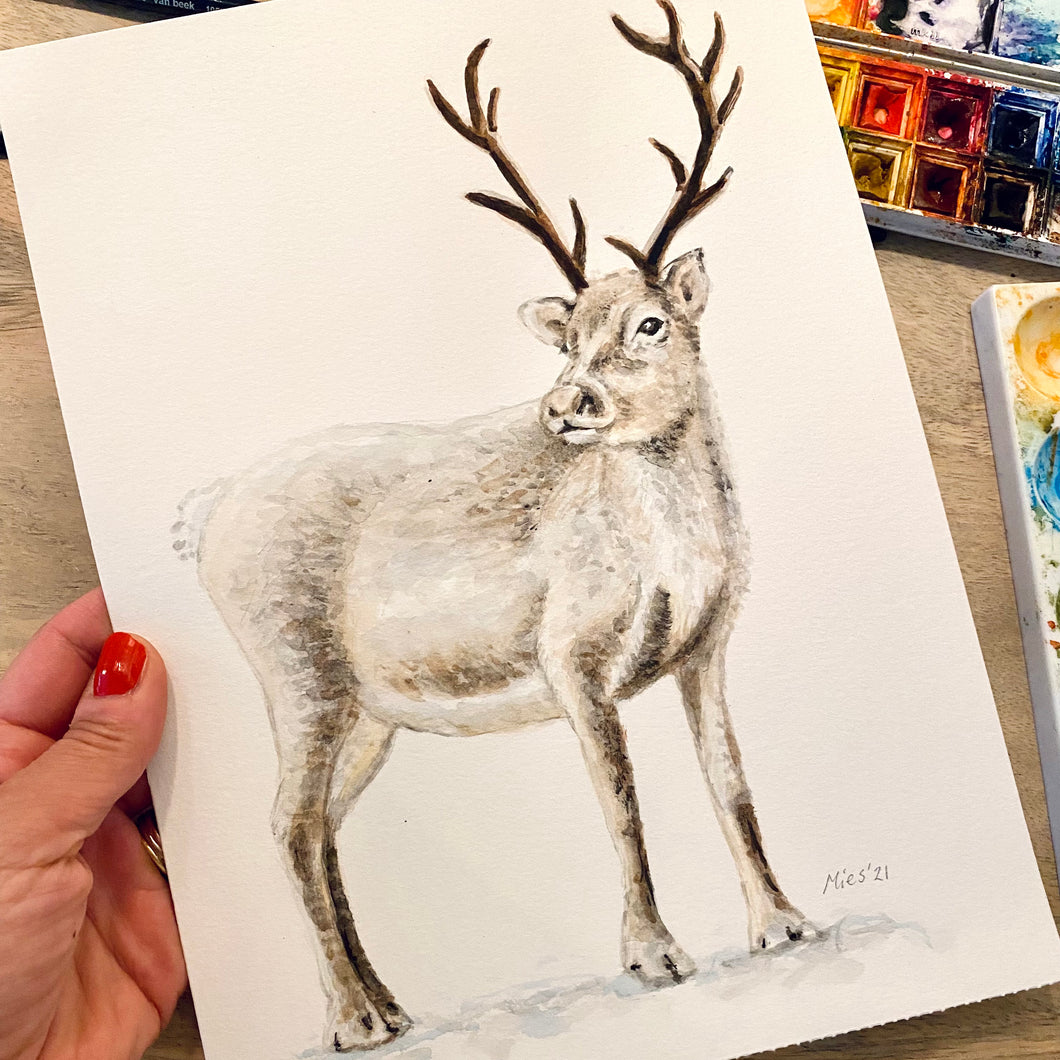 Original watercolour reindeer