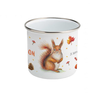 Enamel mug squirrel rabbit and deer custom with name