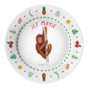 Kids personalized dinner name plate monkey
