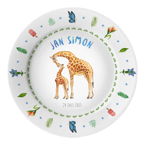 Kids personalized dinner name plate giraffe