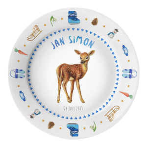 Kids personalized dinner name plate little deer