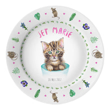 Load image into Gallery viewer, Kids personalized dinner name plate kitten
