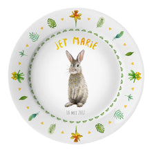 Load image into Gallery viewer, Kids personalized dinner name plate rabbit
