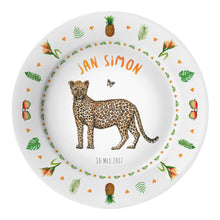 Load image into Gallery viewer, Kids personalized dinner name plate leopard
