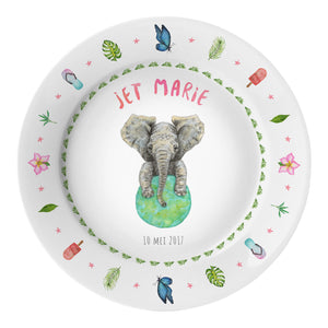 Kids personalized dinner name plate elephant