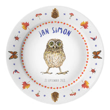Load image into Gallery viewer, Kids personalized dinner name plate owl
