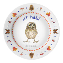 Load image into Gallery viewer, Kids personalized dinner name plate owl
