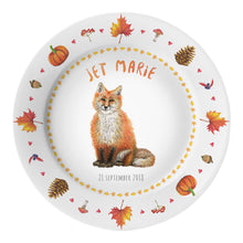 Load image into Gallery viewer, Kids personalized dinner name plate fox
