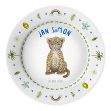 Load image into Gallery viewer, Kids personalized dinner name plate baby leopard 
