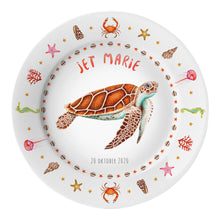 Load image into Gallery viewer, Kids personalized dinner name plate sea turtle
