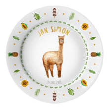 Load image into Gallery viewer, Children&#39;s dinner plate alpaca with name
