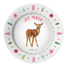 Load image into Gallery viewer, Children&#39;s dinner plate little deer in summer with name
