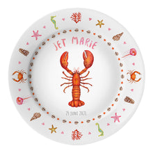 Load image into Gallery viewer, Children&#39;s dinner plate lobster with name
