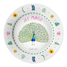 Load image into Gallery viewer, Kids personalized dinner name plate peacock
